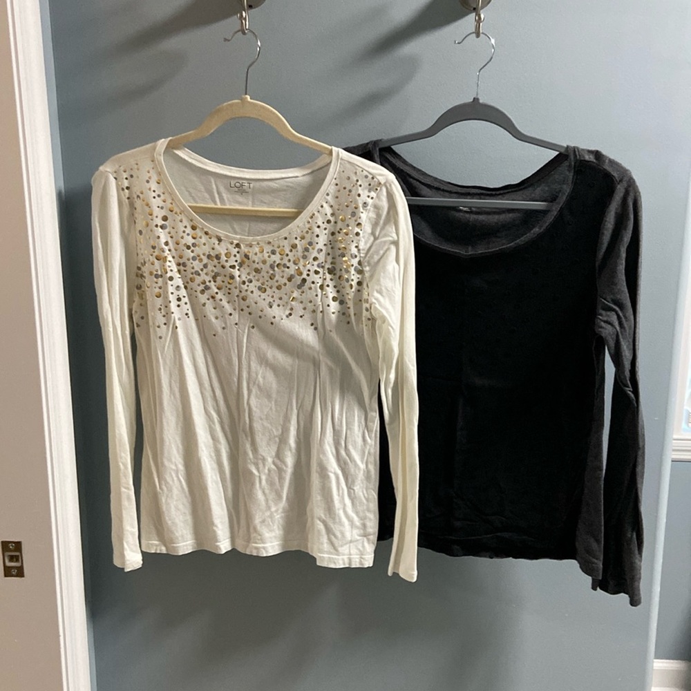 Lot of 2 Ann Taylor Loft festive long sleeve shirts